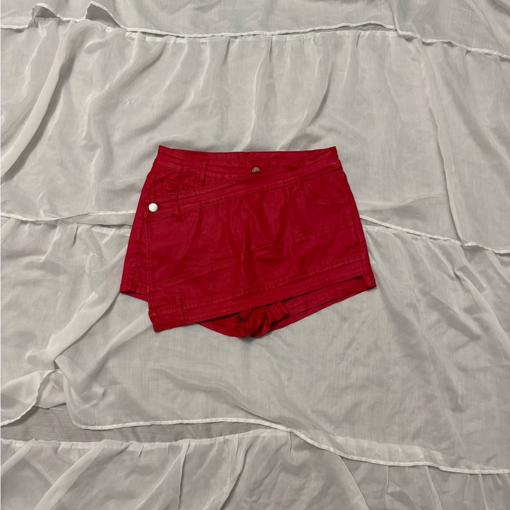 Fashion Nova Leather Wrap Front Mini Shorts
